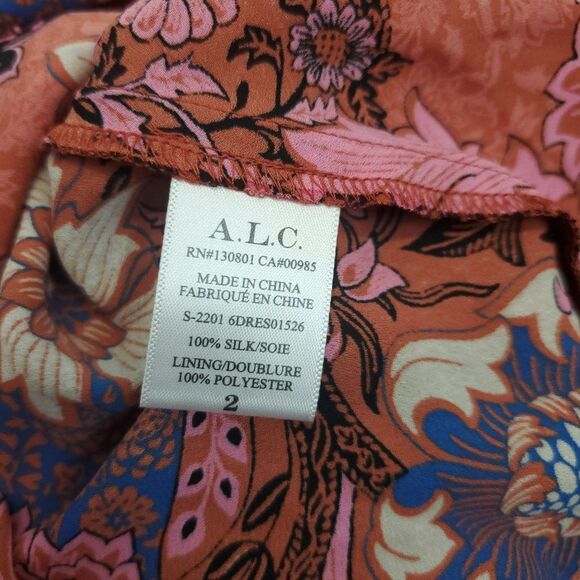 A.L.C. Elise Long Sleeve 100% Silk Floral Mini Dress - Picture 13 of 13